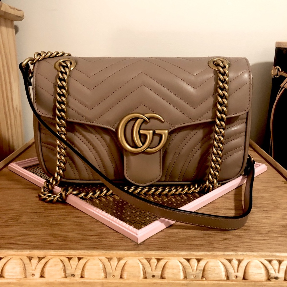 Gucci GG Marmont Small Flap in Porcelain Rose